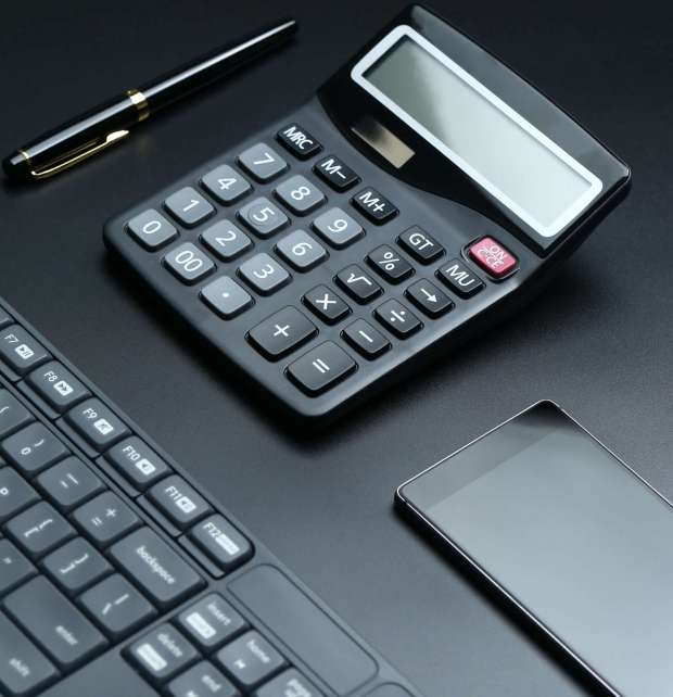 black-office-business-equipment-black-background